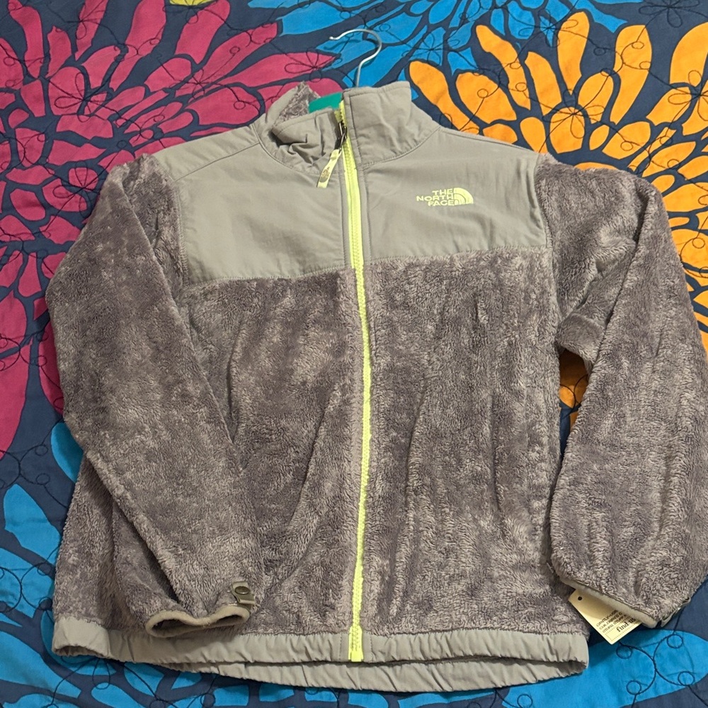 The North Face Light Gray and Cream Fleece Jacket